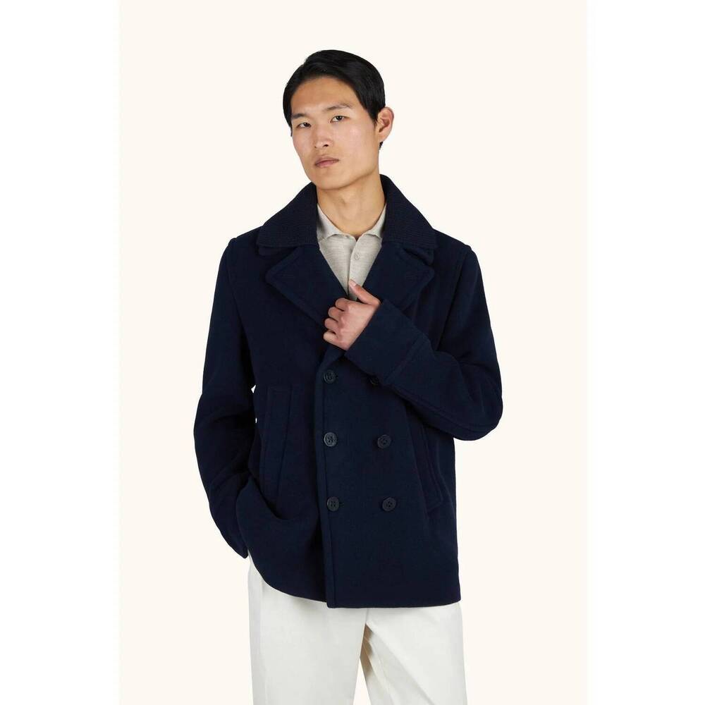 NEW PAUL & SHARK wool & cashmere peacoat in navy